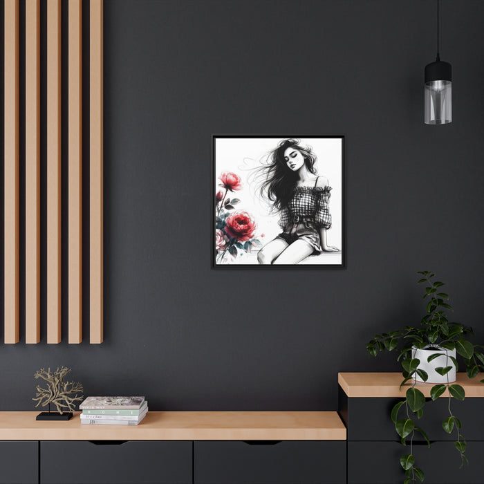 Elegant Love - Valentine Matte Canvas in Black Pinewood Frame