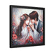 Elegant Love Couple Matte Canvas Art Print Set in Black Pinewood Frame