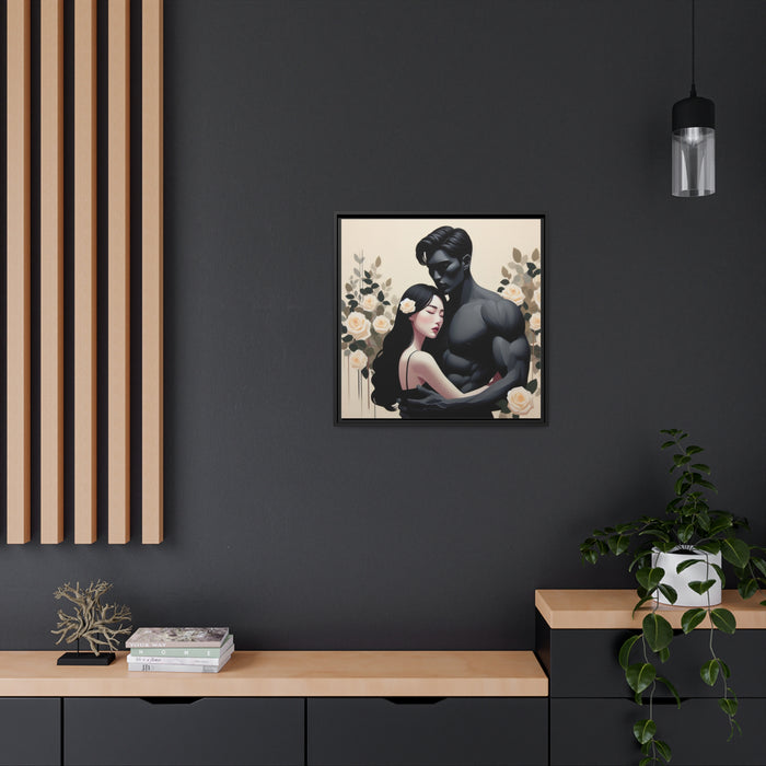 Enchanting Beauty and the Beast Matte Canvas Wall Art - Sustainable Black Pinewood Frame