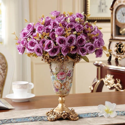 European Style Diamond High Vase – Handmade Resin Decor for Living Room (16x26 cm)