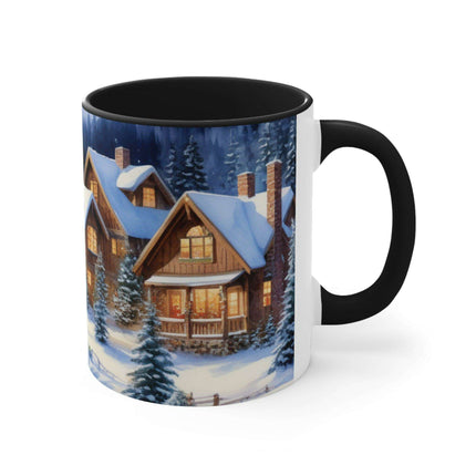 Colorful Holiday Cheer Ceramic Coffee Mug - 11oz Two-Tone Design