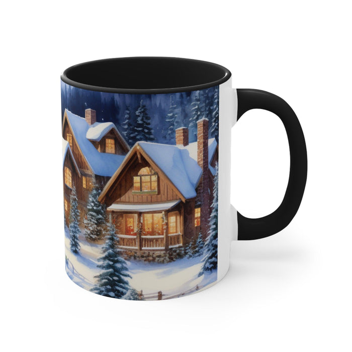 Colorful Christmas Accent Coffee Mug - 11oz Custom Two-Tone Design