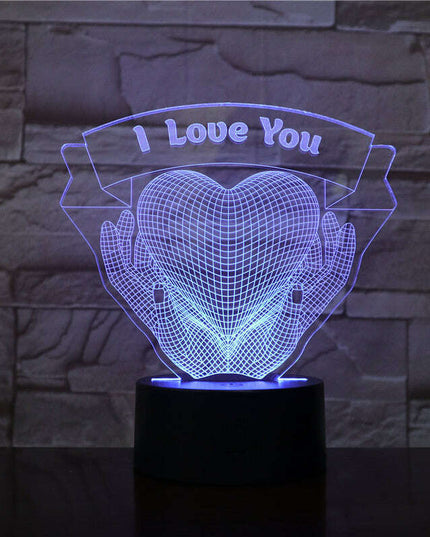 Valentines Day Gift Hands Holding Love 3D Night Light