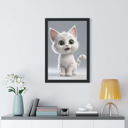 Elegant Feline Vertical Art Poster - Eco-Friendly Framed Design