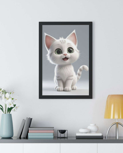 Elegant Feline Vertical Art Poster - Eco-Friendly Framed Design