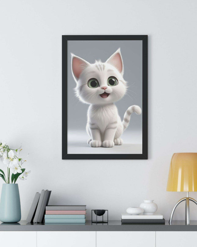 Elegant Feline Vertical Art Poster - Eco-Friendly Framed Design