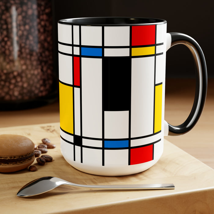 Luxury Elegance Two-Tone Ceramic Coffee Mugs - 15oz