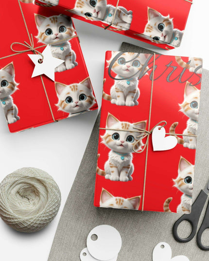 Eco-Chic Cat Themed Customizable Holiday Gift Wrap Collection
