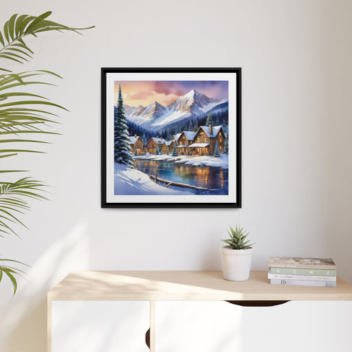 Elegant Maison d'Elite Christmas Matte Canvas with Black Pinewood Frame