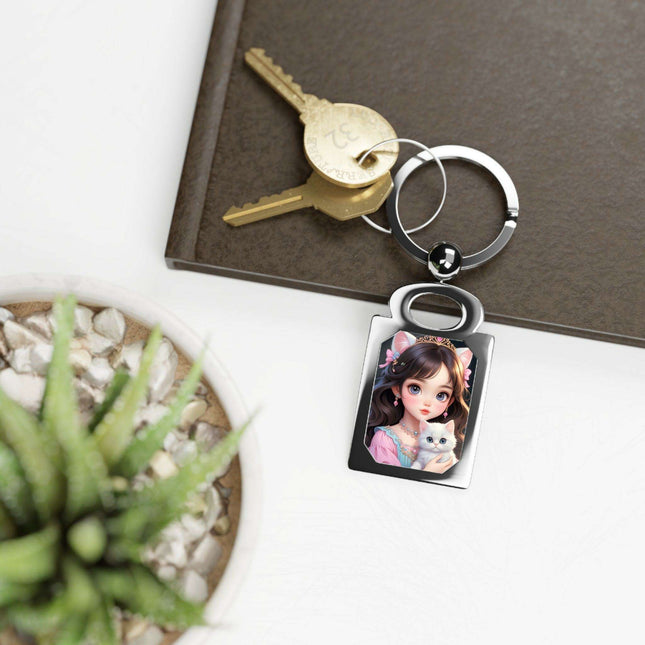 Personalized Shiny Swivel Photo Keyring for Cherished Memories