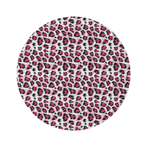 Pink Leopard Chenille Circle Rug - 60x60 Inch by Maison d'Elite