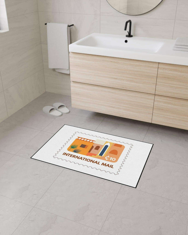 Elegant Vintage Stamp Area Rug with Safety-Enhanced Non-Slip Base