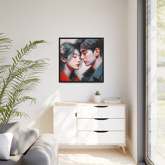 Elegant Valentine Matte Canvas Print Set in Stylish Black Pinewood Frame