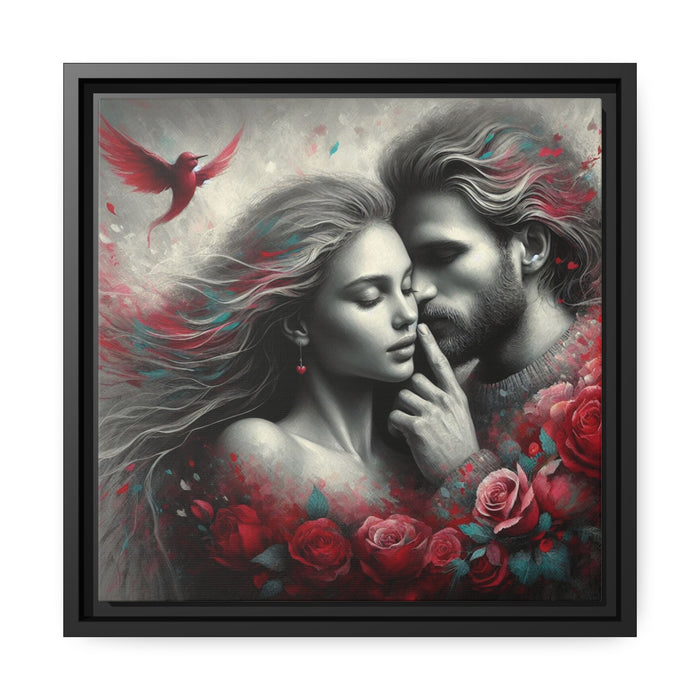 Whispering Love - Sophisticated Valentine Canvas Art with Black Pinewood Frame