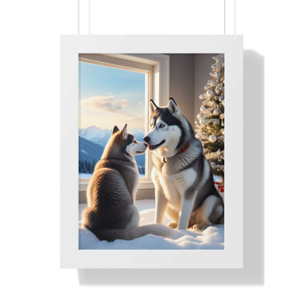 Sustainable Holiday Husky Vertical Wall Art Print