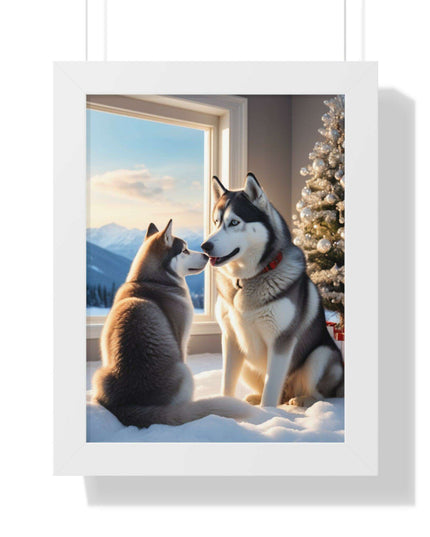 Sustainable Holiday Husky Vertical Wall Art Print