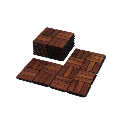 Room & Decor Acacia Wood Interlocking Deck Tiles - 30 Pcs, 12"x12