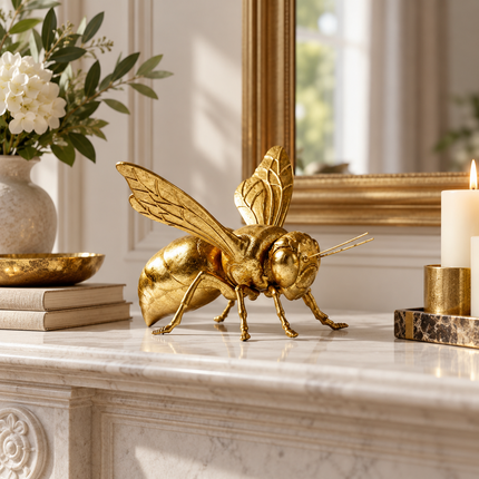 ZIZI FISH Golden Bee Metal Sculpture - Decorative Desktop Ornament Figurines simulated-small-animal-metal-ornaments-golden-bee-statue-art-sculpture-model-desktop-decoration-crafts-figurines-miniatures