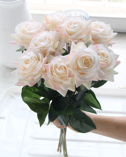 Radiant 15-Piece Faux Rose Bouquet for Stylish Home and Event Decor