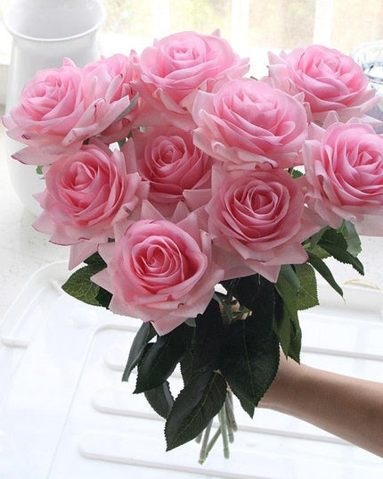 Radiant 15-Piece Faux Rose Bouquet for Stylish Home and Event Decor