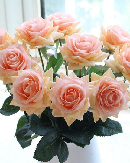 Radiant 15-Piece Faux Rose Bouquet for Stylish Home and Event Decor