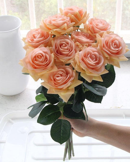 Radiant 15-Piece Faux Rose Bouquet for Stylish Home and Event Decor