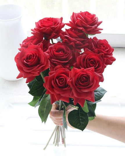 Radiant 15-Piece Faux Rose Bouquet for Stylish Home and Event Decor