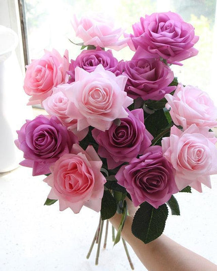 Radiant 15-Piece Faux Rose Bouquet for Stylish Home and Event Decor