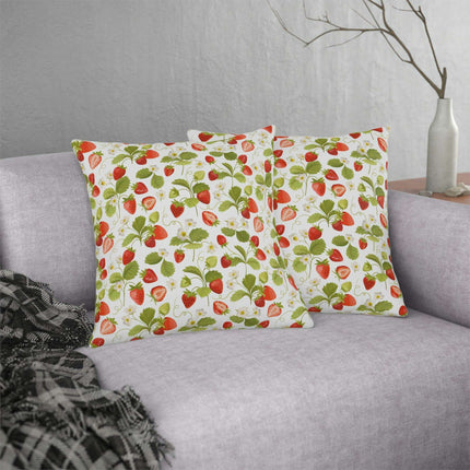 Vibrant Strawberry Outdoor Pillow Set with Concealed Zipper - Water-Resistant and Stylish