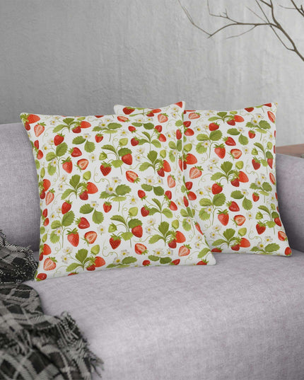 Vibrant Strawberry Outdoor Pillow Set with Concealed Zipper - Water-Resistant and Stylish