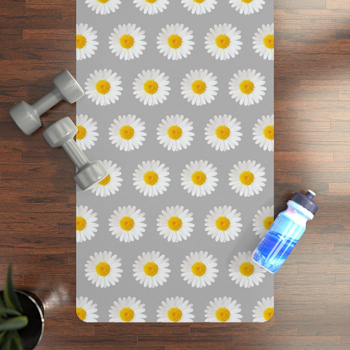 Luxury Daisy Floral Yoga Mat with Custom-Printed Microfiber Suede Top