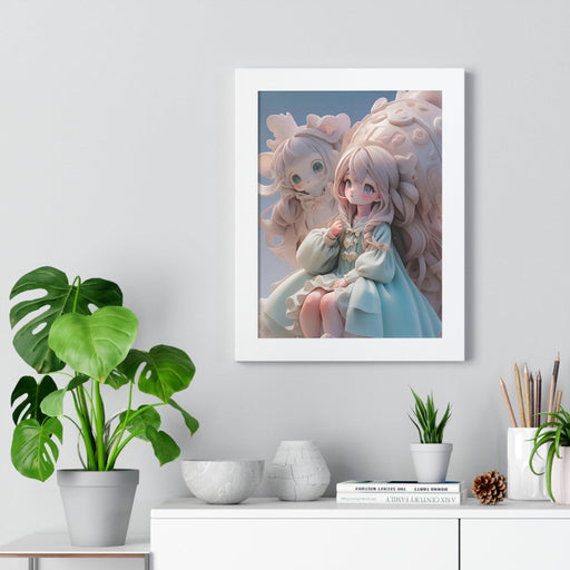 Fantasy 3D Anime Girls Elegant Framed Vertical Poster - Sustainable Home Decor
