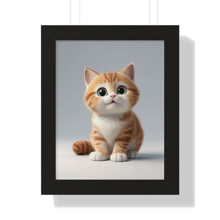 Sustainable Chic Cat Art Framed Print for Eco-Friendly Home Decor
