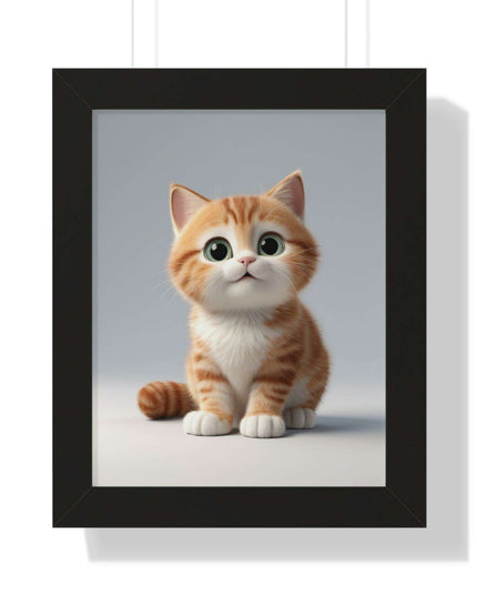 Sustainable Chic Cat Art Framed Print for Eco-Friendly Home Decor