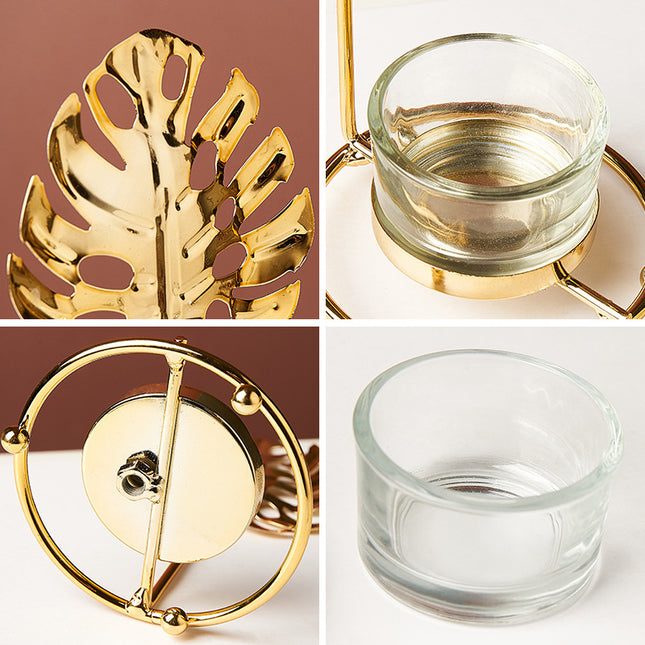 Golden Wrought Iron Candle Holder Ornaments — Modern Luxury Home Decor
