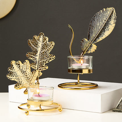 Golden Wrought Iron Candle Holder Ornaments — Modern Luxury Home Decor