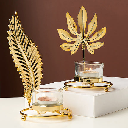 Golden Wrought Iron Candle Holder Ornaments — Modern Luxury Home Decor