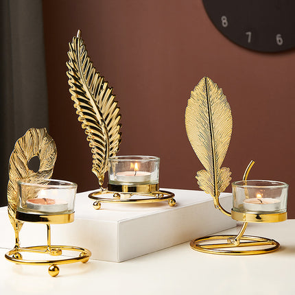 Golden Wrought Iron Candle Holder Ornaments — Modern Luxury Home Decor