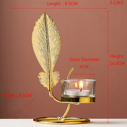 Golden Wrought Iron Candle Holder Ornaments — Modern Luxury Home Decor