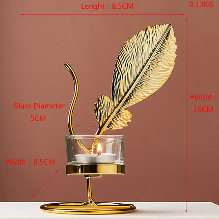 Golden Wrought Iron Candle Holder Ornaments — Modern Luxury Home Decor