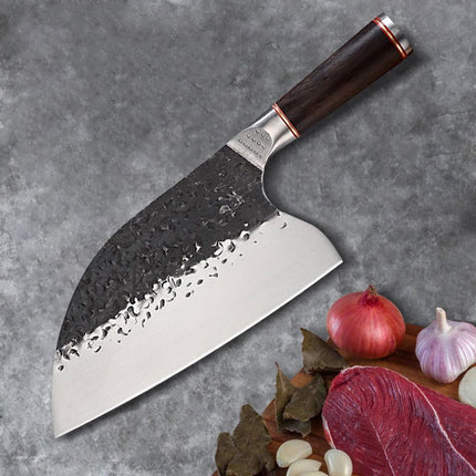 Meat And Bone Cutting Kitchen Knife 5CR15MOV Ebony Wood Handle Chef Knife
