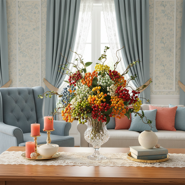 Peekaboo Studio Artificial Berry Flower Arrangement - Vibrant & Realis