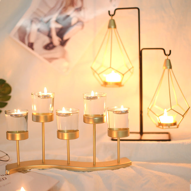 Wrought Iron Candle Holder for Tabletop Dinner Decor