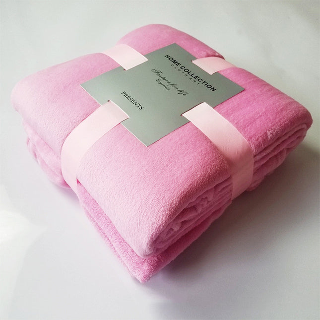 Solid-Colour Coral Fleece Blanket for Sofa, Bed & Travel