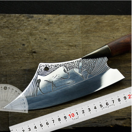 Chef Knife With Rosewood Handle Rust Resistant Blade 31.5 Cm