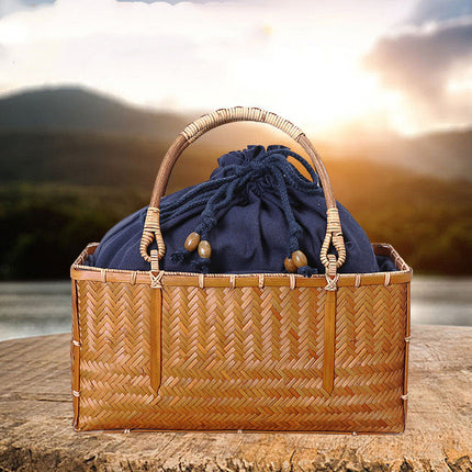 Shopping Portable Bamboo Basket And Bamboo Bag