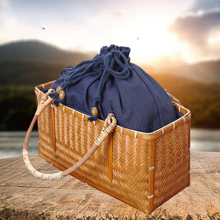 Shopping Portable Bamboo Basket And Bamboo Bag