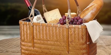 Shopping Portable Bamboo Basket And Bamboo Bag