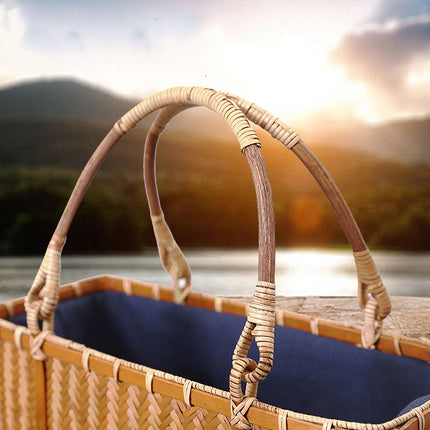 Shopping Portable Bamboo Basket And Bamboo Bag