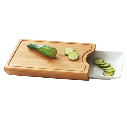 Bamboo Chopping Board With Dish, Nordic Style, 27x20 Cm